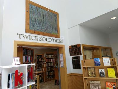 exterior of "Twice Sold Tales" bookstore in the Library lobby
